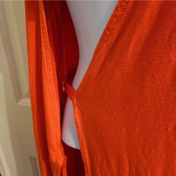 Elegant Orange Long Wrap Dress - Picture 6 of 9